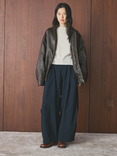 韓式復古工裝束腰闊腿褲2