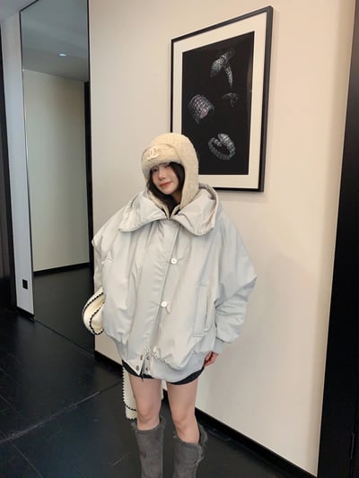 大領口鬆弛感棉服外套5