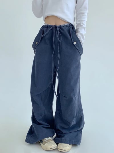 美式復古直筒闊腿褲1
