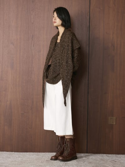 時髦雜色披肩羊毛上衣3