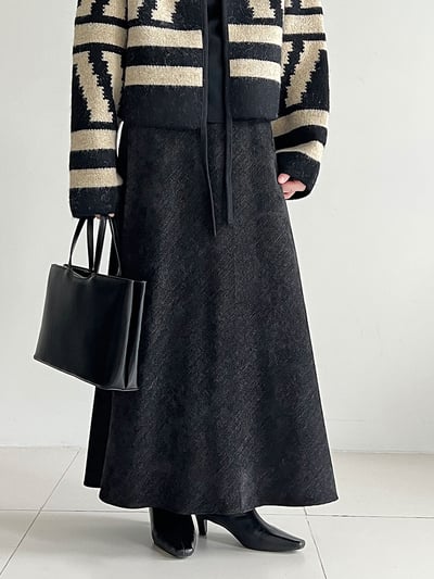 復古法蘭絨斜紋Ａ字魚尾裙4