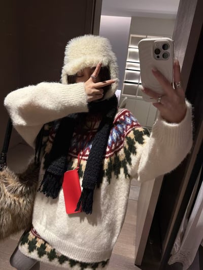 氛圍費爾島長袖毛衣短裙套裝6