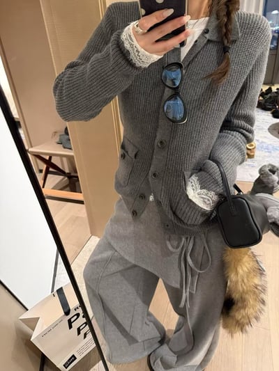 綿羊毛毛領可拆式排扣針織4