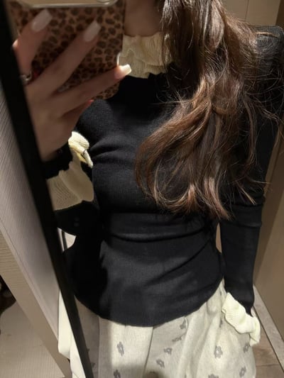 羊毛長袖花邊領針織上衣7