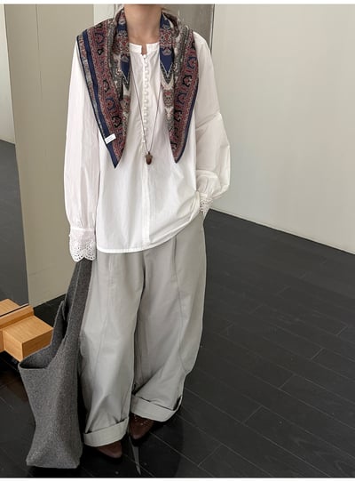 極簡多扣v領襯寬鬆襯衣3