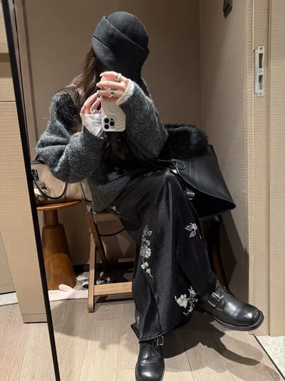 垂感鬆緊腰亮片絲絨半身裙7