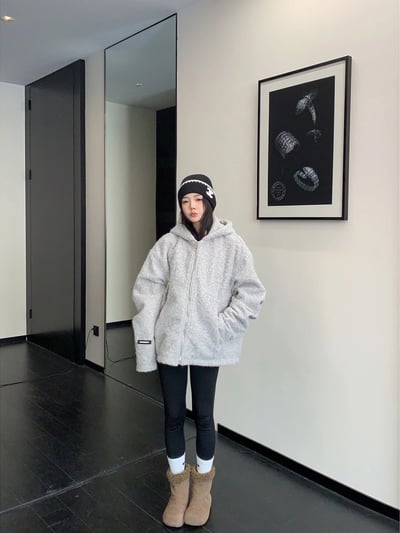 冬季復古高級感加厚連帽外套5