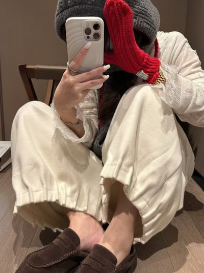 籠褲羊毛花苞加絨長褲11