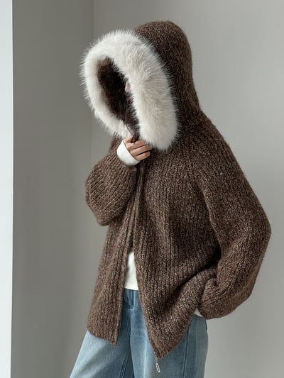 羊毛可拆毛領針織外套6