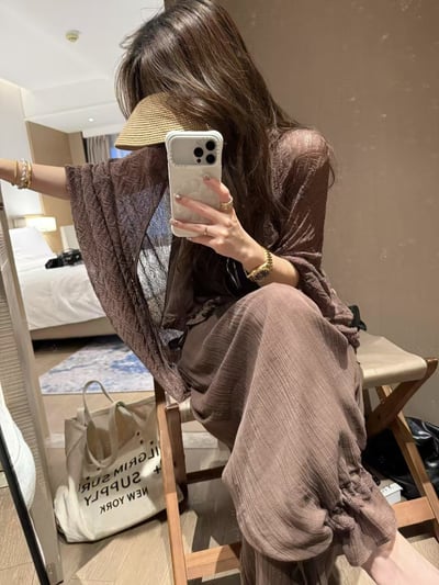 亞麻蝙蝠袖防曬開衫4