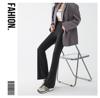 鯊魚微喇叭褲高腰小個子褲2