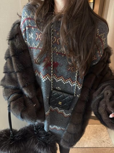 駱駝毛費爾島毛衣短裙套裝10