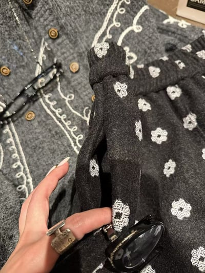 鬆緊腰印花花苞半身中裙5