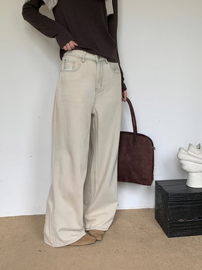 廢土髒洗牛褲天絲高腰牛仔褲7