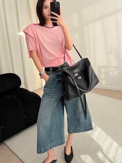 春季羊毛短袖圓領針織開襟衫薄外套兩件式3