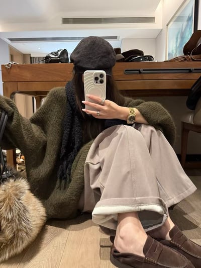 寬袖圓領毛衣10