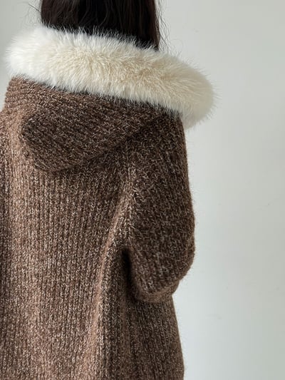 羊毛可拆毛領針織外套5