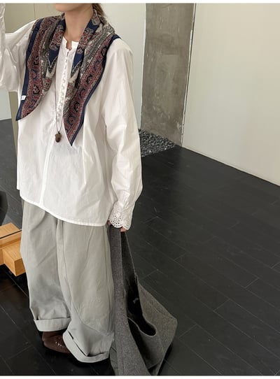 極簡多扣v領襯寬鬆襯衣5