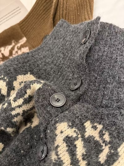 駱駝毛翻領費爾島開衫毛衣15