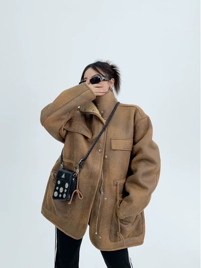 羊羔毛雙面穿麂皮外套5