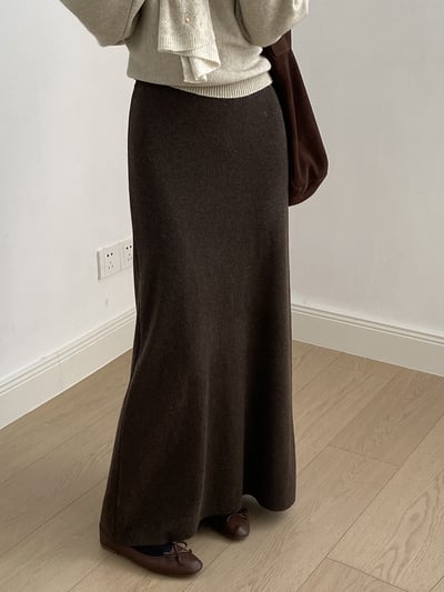 高腰軟糯針織半身包臀裙3