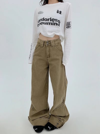 側邊開叉直筒牛仔褲3