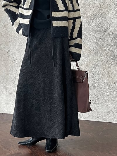 復古法蘭絨斜紋Ａ字魚尾裙3