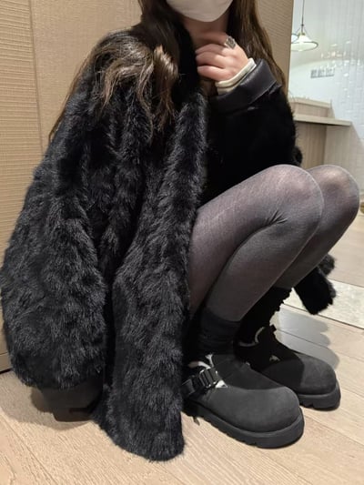 熱賣重工蝙蝠袖皮毛一體大衣11