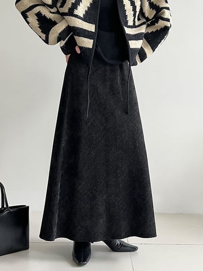 復古法蘭絨斜紋Ａ字魚尾裙5