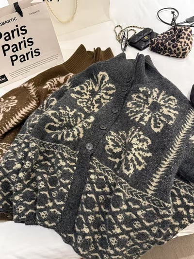 駱駝毛翻領費爾島開衫毛衣14