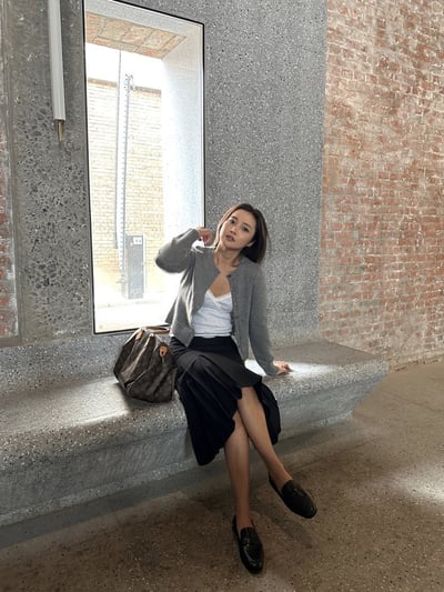 秋冬西裝中低腰半身魚尾裙不規則下擺立體百褶裙7