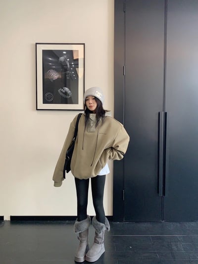 加絨連帽衛衣加厚寬鬆帽外套3