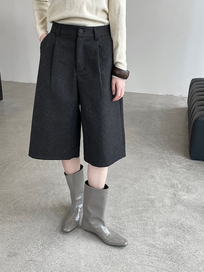 高級羊毛闊腿顯瘦休閒五分褲4