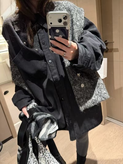 夾棉格子萊賽爾衫棉襯衣外套12