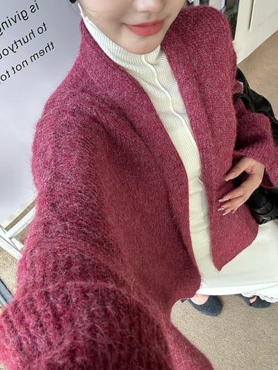 粗針毛衣短軟糯寬鬆鬆開衫10