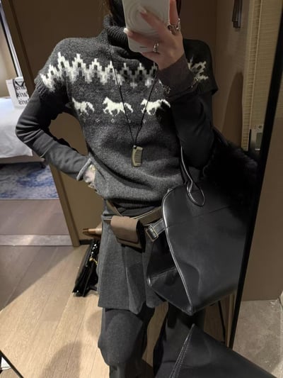 提花針織費爾島短袖毛衣7