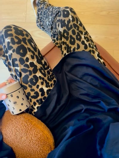 入秋鬆緊腰彈性豹紋褲薄款長褲垂感休閒直筒褲9