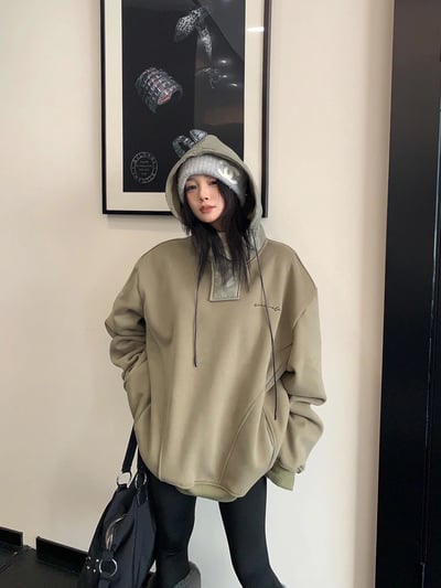 加絨連帽衛衣加厚寬鬆帽外套1