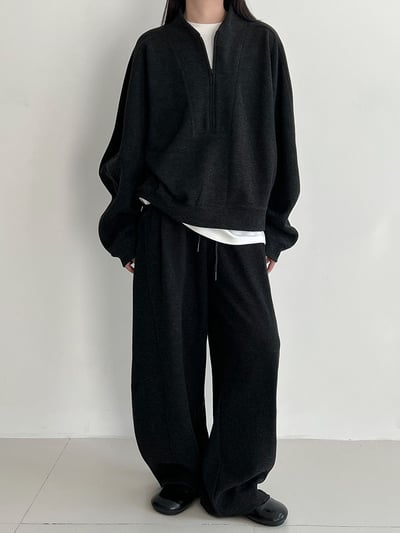 老錢風磨毛衛衣＋彎刀褲兩件套1