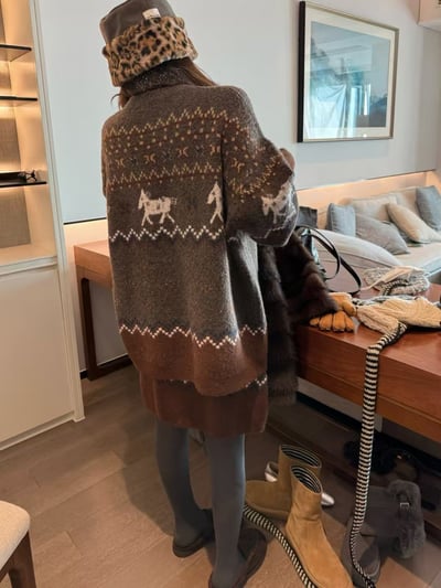 駱駝毛費爾島毛衣短裙套裝14