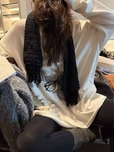 羊絨加絨人像長t恤4