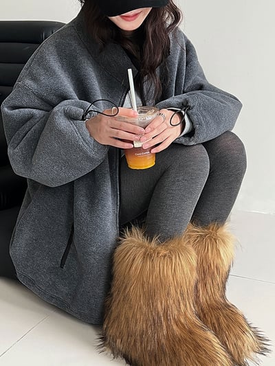 圓領短款抽繩外套2