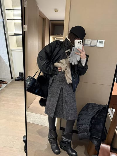 腰帶百褶雜點開叉褶半身中裙2