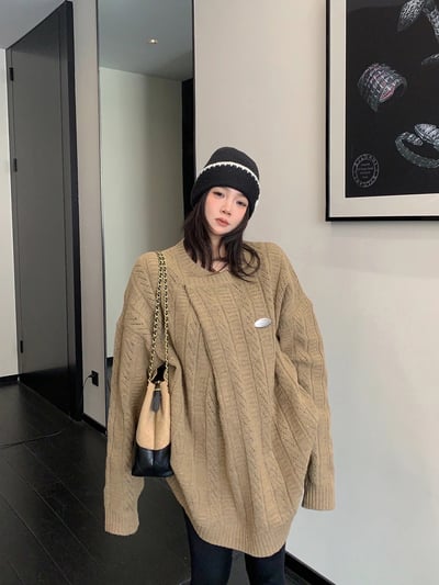冬季復古鬆弛針織厚上衣1