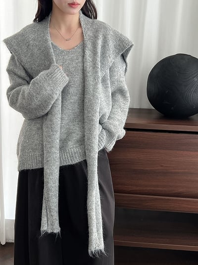 慵懶披肩兩件套長袖針織上衣4