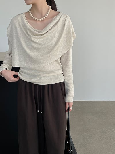 韓系氛圍感針織兩件套上衣3