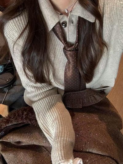 綿羊毛毛領可拆式排扣針織7