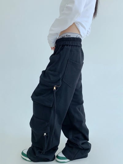 復古工裝闊腿長褲4