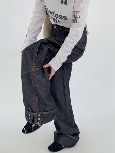 側邊開叉直筒牛仔褲4