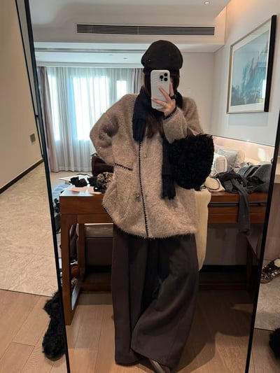 羊駝長毛毛圈明線大開衫6